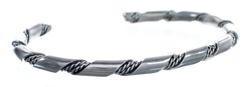 Native American Navajo Authentic Twisted Sterling Silver Cuff Bracelet JX123216